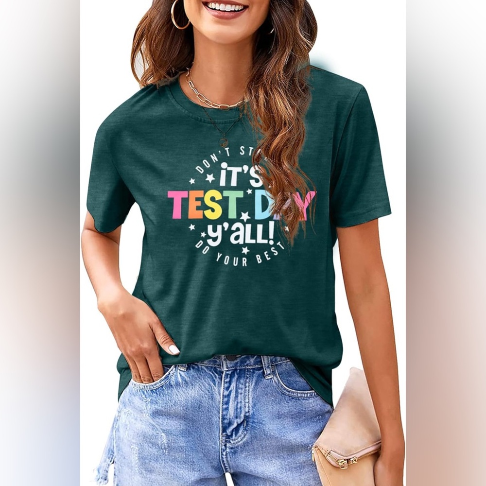 Women's Graphic Tee - Green * It’s test day y’all *
* XL * Brand New * - Picture 2 of 4